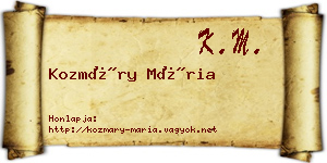 Kozmáry Mária névjegykártya